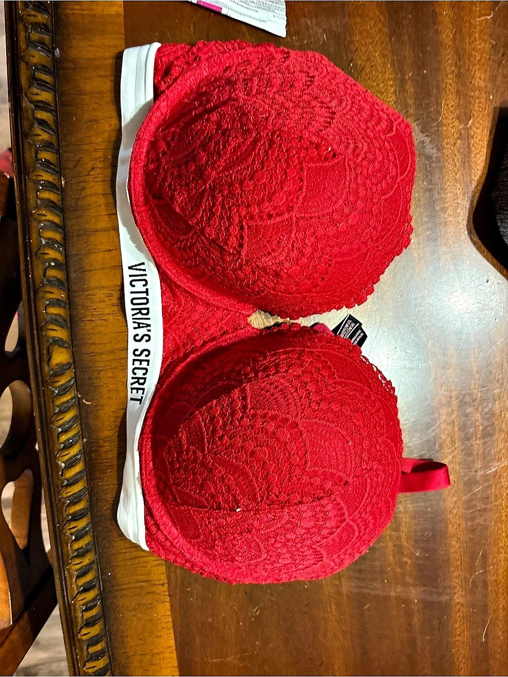 Victoria's Secret Logo Shine Strap Push-Up Bra Red 38DD/E85